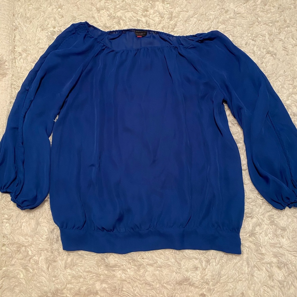 Vince Camuto off the shoulder blue shirt